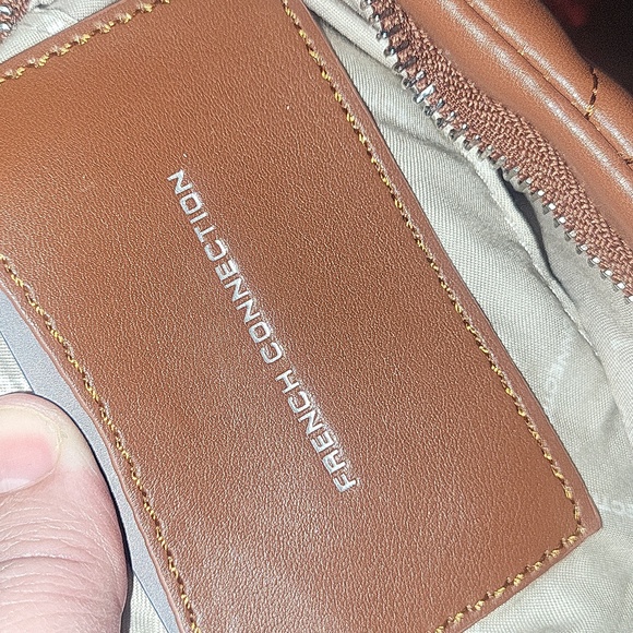 French Connection Quilted Brown Shoulder Bag with Silver Chain - Picture 4 of 7